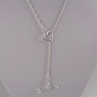 MJI Italy 925 Heart and Arrow Lariat Necklace