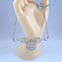 Coro Silver-tone Clear Rhinestone Necklace