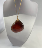 Amber Pendant with Insect Inclusions and 14 karat Gold Fine Curb Link Chain