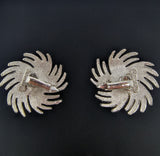 Sarah Coventry Brooch and Clip-on Earrings Set 1950s Silver-tone Faux Pearl Swirl Flower's