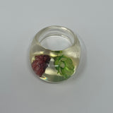 Vintage Lucite Bubble Dome Ring with Dried Flowers Size 6.5