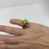 Vintage Lucite Bubble Dome Ring with Dried Flowers Size 6.5