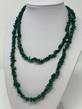 Malachite Chip Beaded Necklace Size 34"