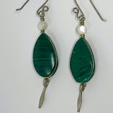 Malachite Drop Earrings with Shell Beads
