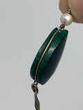 Malachite Drop Earrings with Shell Beads