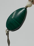Malachite Drop Earrings with Shell Beads