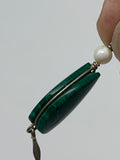 Malachite Drop Earrings with Shell Beads