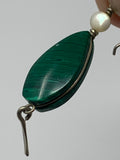 Malachite Drop Earrings with Shell Beads