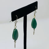 Malachite Drop Earrings with Shell Beads