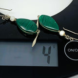 Malachite Drop Earrings with Shell Beads