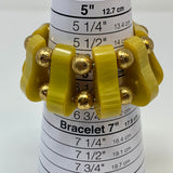 Rare Yellow/Green Bakelite Metal Bead Stretch Bracelet