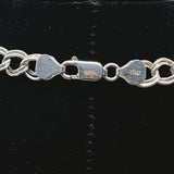 Italian Silver MJI Cuban Double Link Necklace Size 16.5"