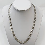 Italian Silver MJI Cuban Double Link Necklace Size 16.5"