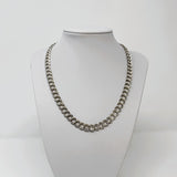 Italian Silver MJI Cuban Double Link Necklace Size 16.5"