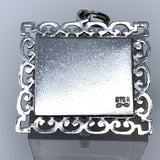 Mom Square Sterling Silver Charm Pendant