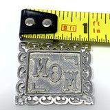 Mom Square Sterling Silver Charm Pendant