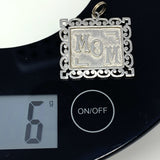 Mom Square Sterling Silver Charm Pendant