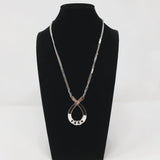 Crown Trifari Ribbon Pendant Necklace Silver Tone Curb Chain 18"