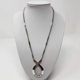 Crown Trifari Ribbon Pendant Necklace Silver Tone Curb Chain 18"