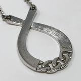 Crown Trifari Ribbon Pendant Necklace Silver Tone Curb Chain 18"