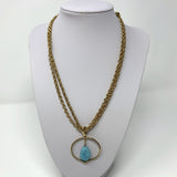 Monet Gold-Tone Necklace 17" Turquoise Stone Pendant