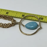 Monet Gold-Tone Necklace 17" Turquoise Stone Pendant